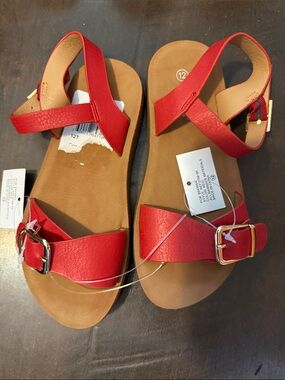 Primark Red Ankle-Strap Buckle Sandals